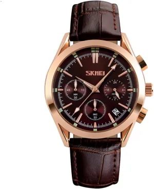 Large metropolitan Big Face Luxury Waterproof Luminous Fashion Dress Casual Analog Quartz Chronograph Father Gifts Wrist Watch SKMEI Men Watches Black Leather Band Sports 