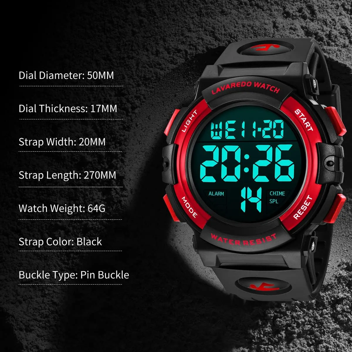 LAVAREDO Mens Digital Watch Sports Military Watches Waterproof Outdoor Chronograph Wrist Watches for Men with LED Back Ligh/Alarm/Date somerset enthusiast childless consultant L 