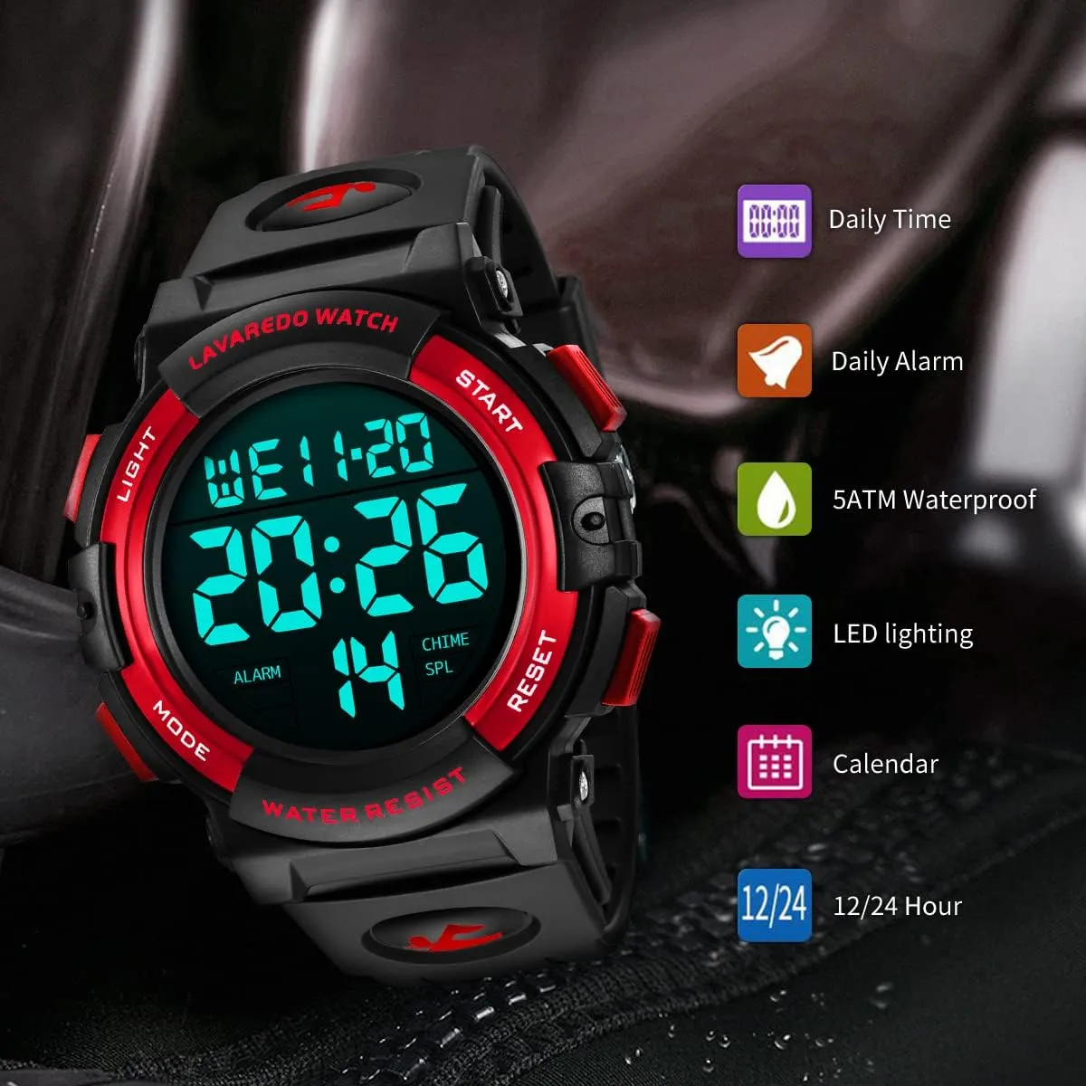 LAVAREDO Mens Digital Watch Sports Military Watches Waterproof Outdoor Chronograph Wrist Watches for Men with LED Back Ligh/Alarm/Date somerset enthusiast childless consultant L 
