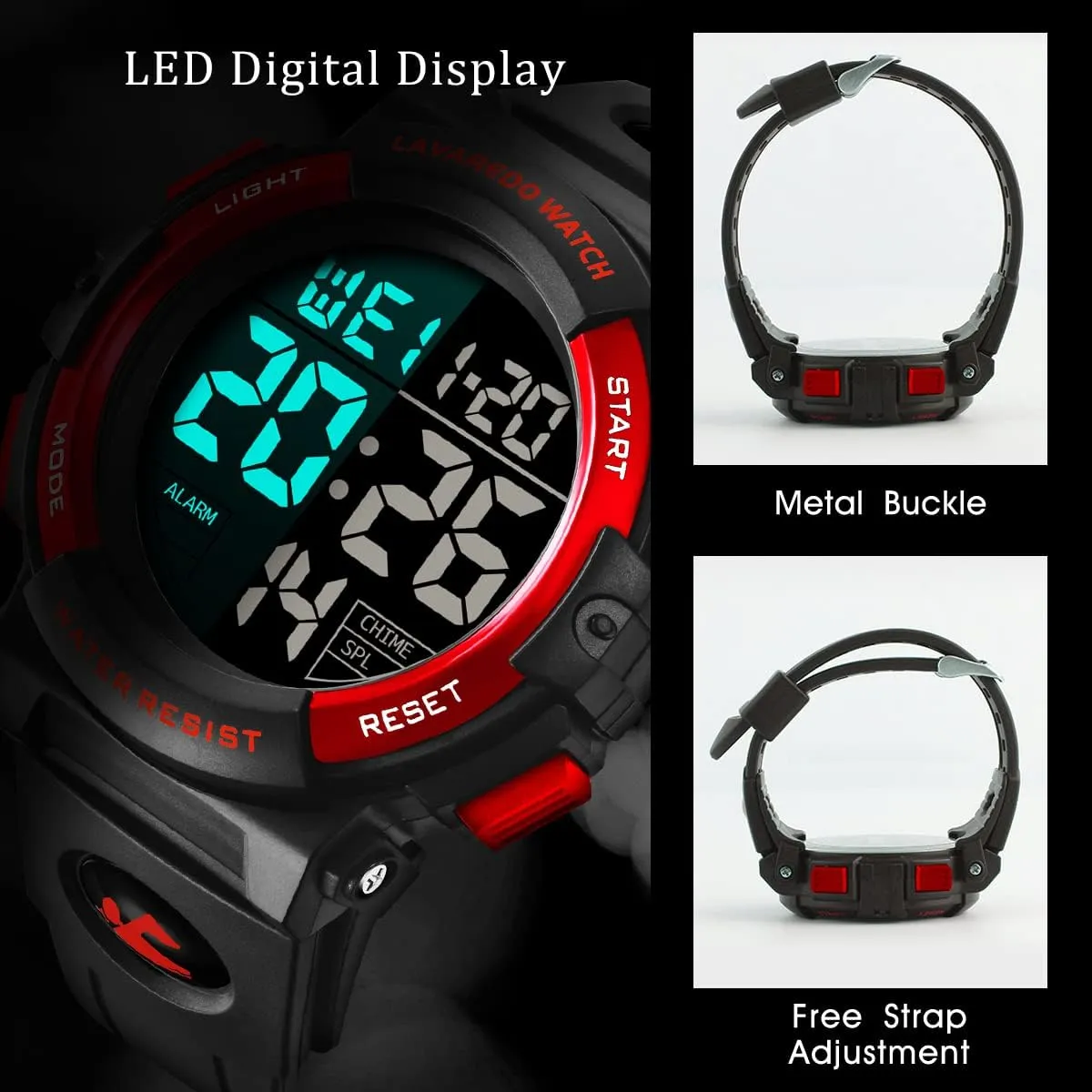 LAVAREDO Mens Digital Watch Sports Military Watches Waterproof Outdoor Chronograph Wrist Watches for Men with LED Back Ligh/Alarm/Date somerset enthusiast childless consultant L 
