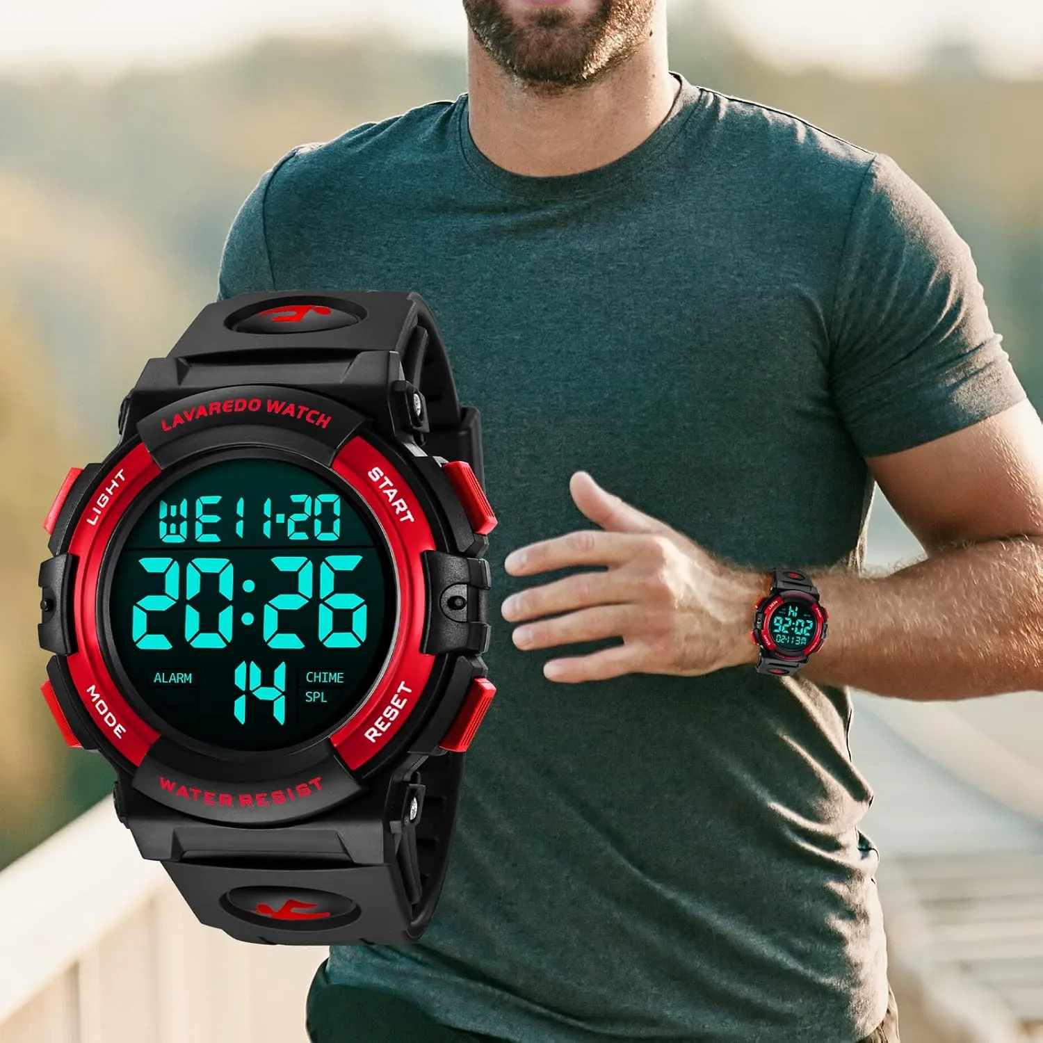 LAVAREDO Mens Digital Watch Sports Military Watches Waterproof Outdoor Chronograph Wrist Watches for Men with LED Back Ligh/Alarm/Date somerset enthusiast childless consultant L 