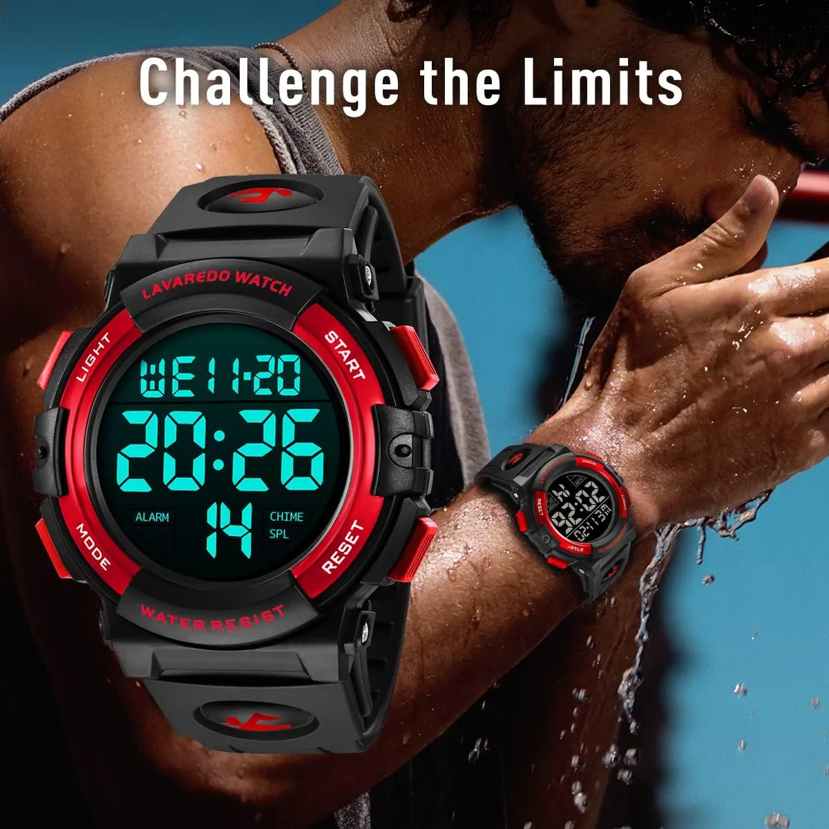 LAVAREDO Mens Digital Watch Sports Military Watches Waterproof Outdoor Chronograph Wrist Watches for Men with LED Back Ligh/Alarm/Date somerset enthusiast childless consultant L 