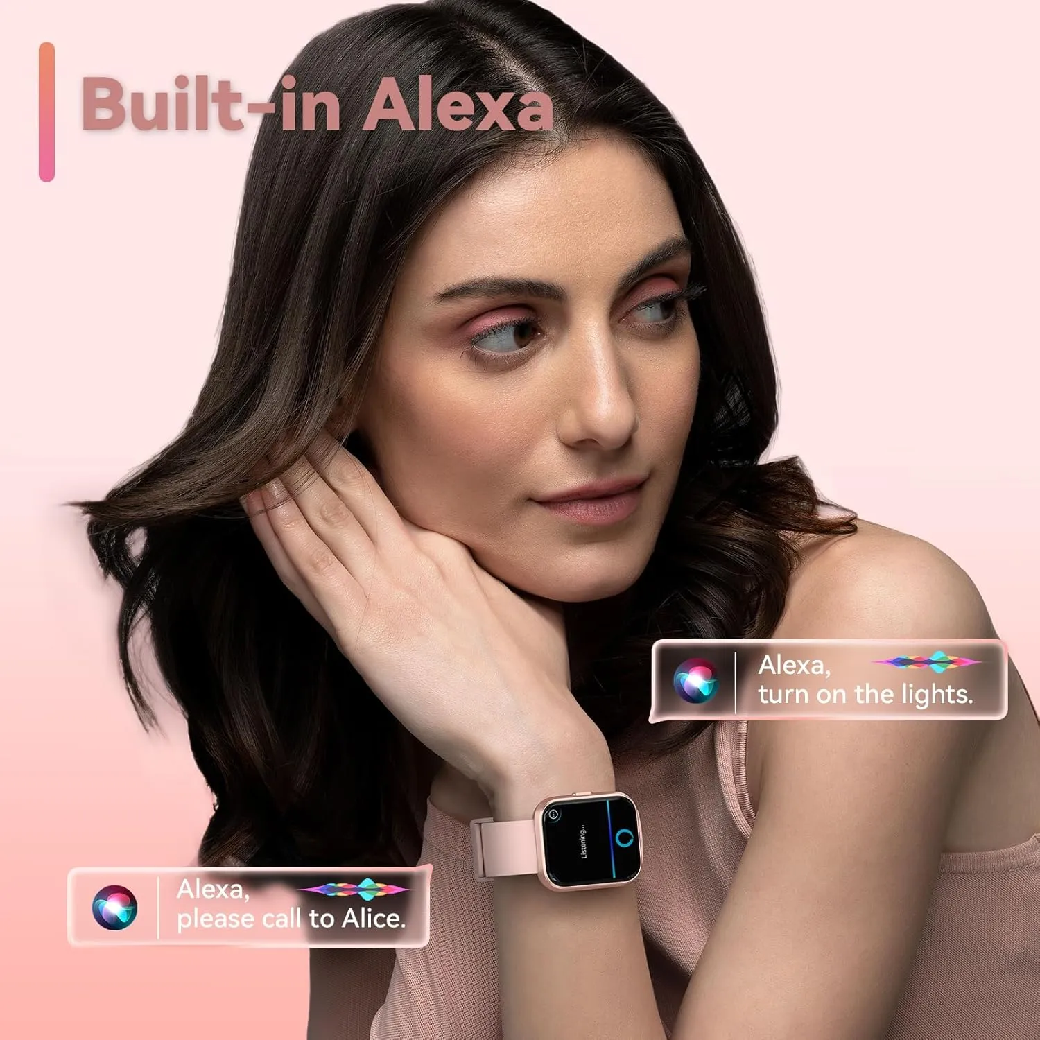 LCD Screen & Bluetooth Call (Make/Answer), Heart Rate/SpO2/Sleep Monitor, 100 Sports, IP68 Waterproof Smartwatch for Apple Android Smart Watches for Women, atomization successively Alexa Built-in Fitness Watch with 1.8" 