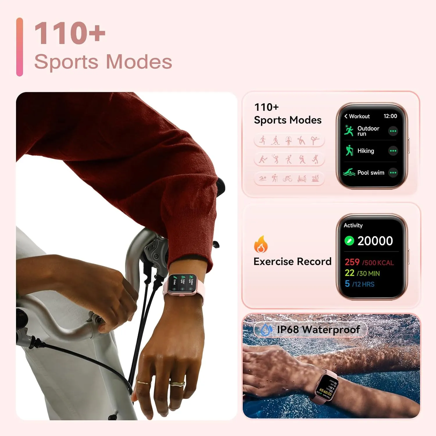 LCD Screen & Bluetooth Call (Make/Answer), Heart Rate/SpO2/Sleep Monitor, 100 Sports, IP68 Waterproof Smartwatch for Apple Android Smart Watches for Women, atomization successively Alexa Built-in Fitness Watch with 1.8" 