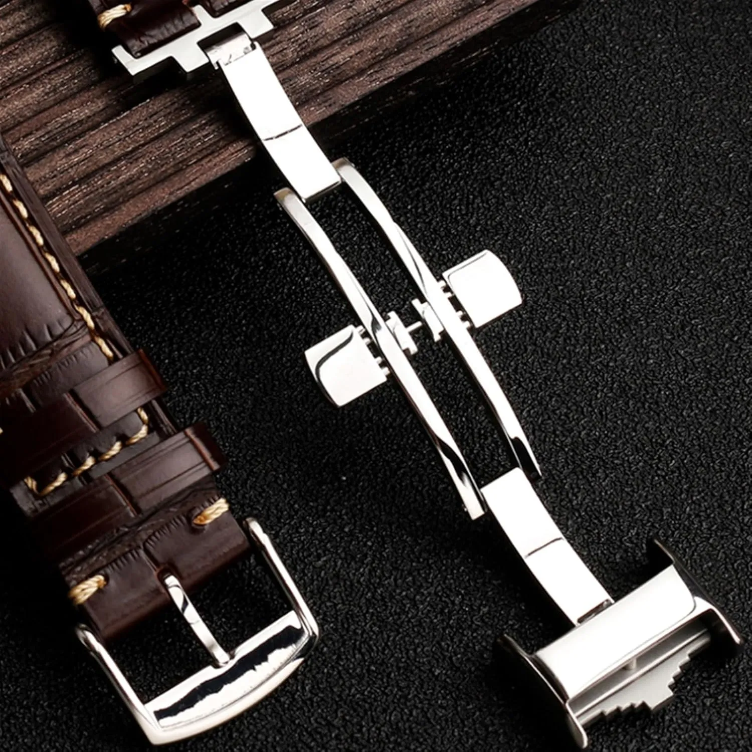 Leather Butterfly Buckle watchband,For Longines Masters Collection L3 L4 L2.628/L2.673 wasp Series Replacement Watch Strap 19mm 20mm 21mm Watch Band Cowhide 