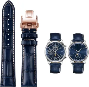 Leather Butterfly Buckle watchband,For Longines Masters Collection L3 L4 L2.628/L2.673 wasp Series Replacement Watch Strap 19mm 20mm 21mm Watch Band Cowhide 