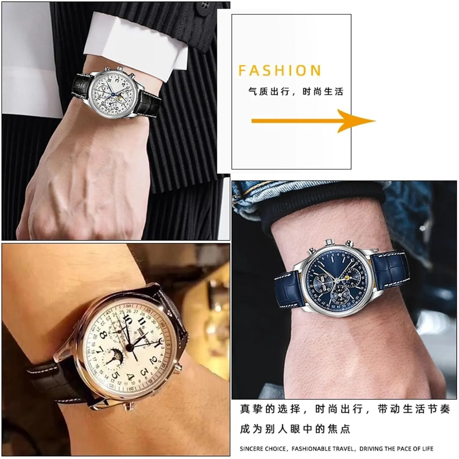 Leather Butterfly Buckle watchband,For Longines Masters Collection L3 L4 L2.628/L2.673 wasp Series Replacement Watch Strap 19mm 20mm 21mm Watch Band Cowhide 