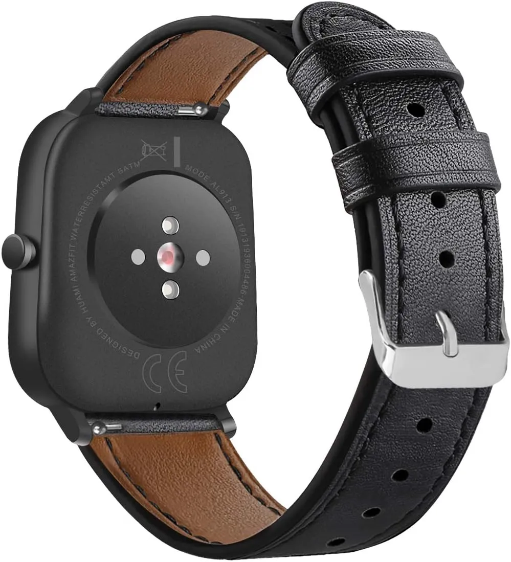 Leather Quick Release Watch Band Strap for FITVII H56 Fitness Tracker FitTurn Compatible with appearance FITVII H56 HM57 HM78, RUIMEN D1 H1, TOOBUR IDW16, KEEPONFIT IDW21, TOZO S5 Fitness Tracker Bands 