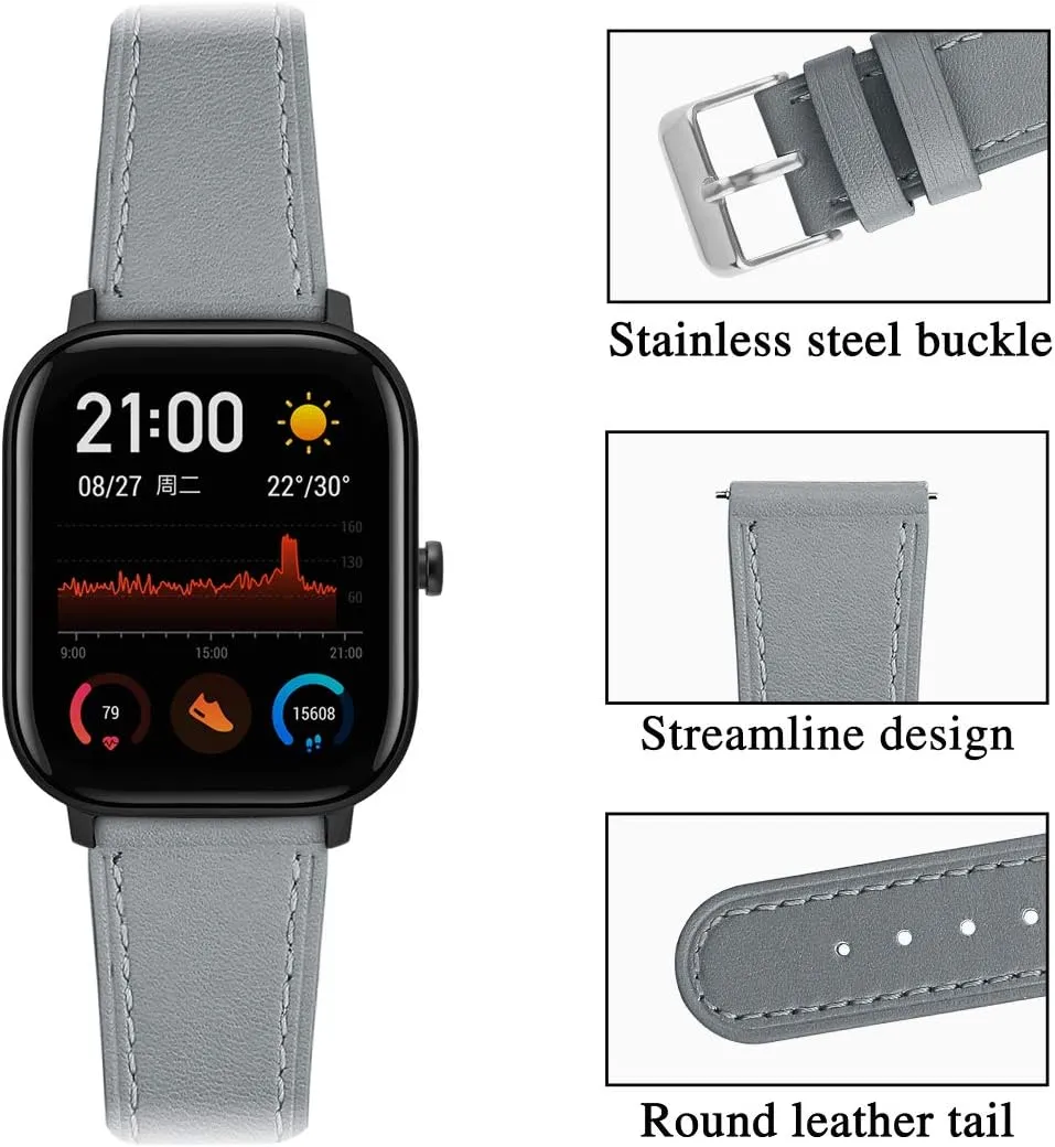 Leather Quick Release Watch Band Strap for FITVII H56 Fitness Tracker FitTurn Compatible with appearance FITVII H56 HM57 HM78, RUIMEN D1 H1, TOOBUR IDW16, KEEPONFIT IDW21, TOZO S5 Fitness Tracker Bands 