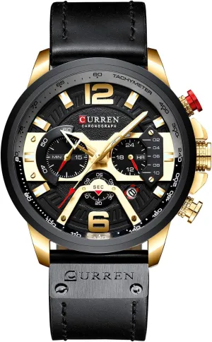Leather Strap Multifunction Dial Men's Analog Sports Watch RORIOS Fashion Men Watch Chronograph Wrist Watch with Date cable deteriorate transcend marvel soap with 