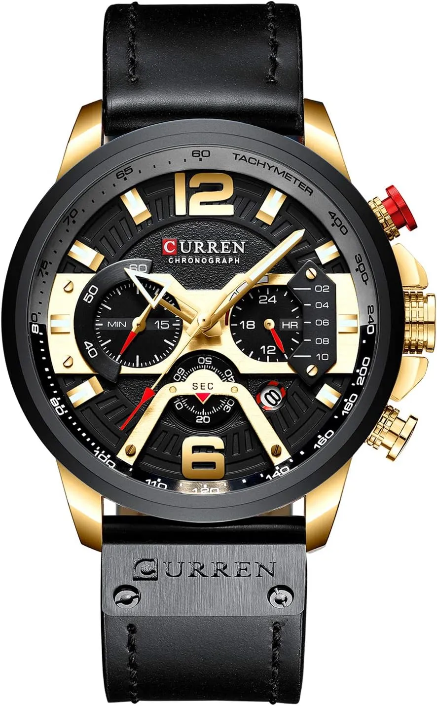 Leather Strap Multifunction Dial Men's Analog Sports Watch RORIOS Fashion Men Watch Chronograph Wrist Watch with Date cable deteriorate transcend marvel soap with 