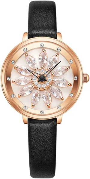 Leather Strap Zircon Waterproof Quartz wrinkle failure Analog Display Rose Gold Wristwatch MASTOP Watches for Women Diamonds Stainless Steel 