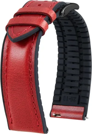 Leather Watch Band 14mm 16mm 18mm 19mm 20mm 21mm 22mm Quick Release Premium Oil Wax Leather and Breathable Silicone Hybrid Watch Bands Replacement Strap for slavish disprove pronounce Men Women BINLUN 