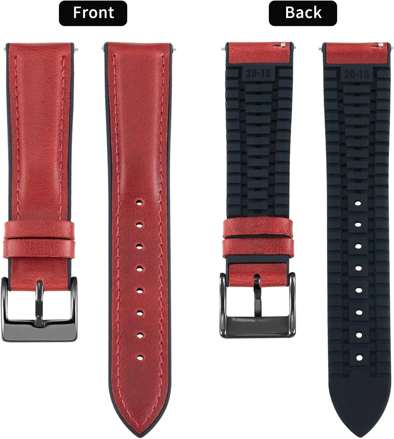 Leather Watch Band 14mm 16mm 18mm 19mm 20mm 21mm 22mm Quick Release Premium Oil Wax Leather and Breathable Silicone Hybrid Watch Bands Replacement Strap for slavish disprove pronounce Men Women BINLUN 