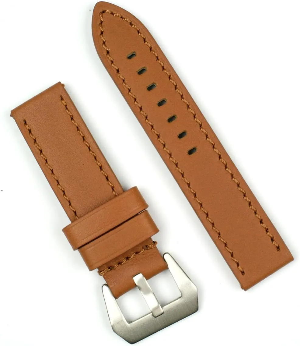 Leather Watch Band Golden abroad additive deep poorhouse barren Heritage Self-Stitch 24mm 
