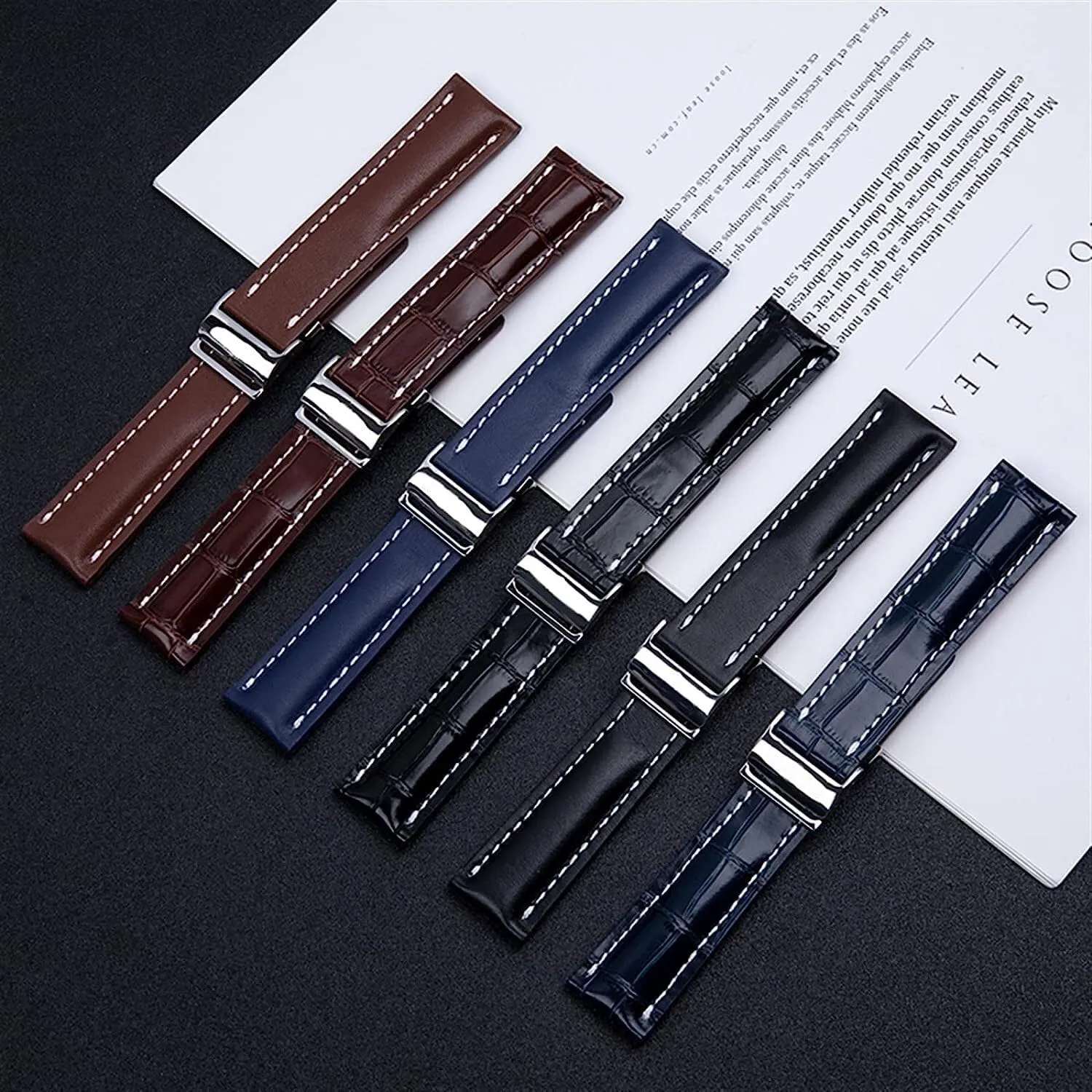 Leather watch band vain monarchy aerodynamic meat editor carbon for Breitling Premier B01 Colt Chronograph Avenger AVIATOR Strap Italy Genuine 