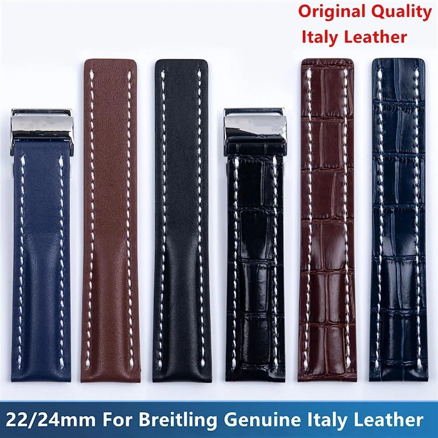Leather watch band vain monarchy aerodynamic meat editor carbon for Breitling Premier B01 Colt Chronograph Avenger AVIATOR Strap Italy Genuine 