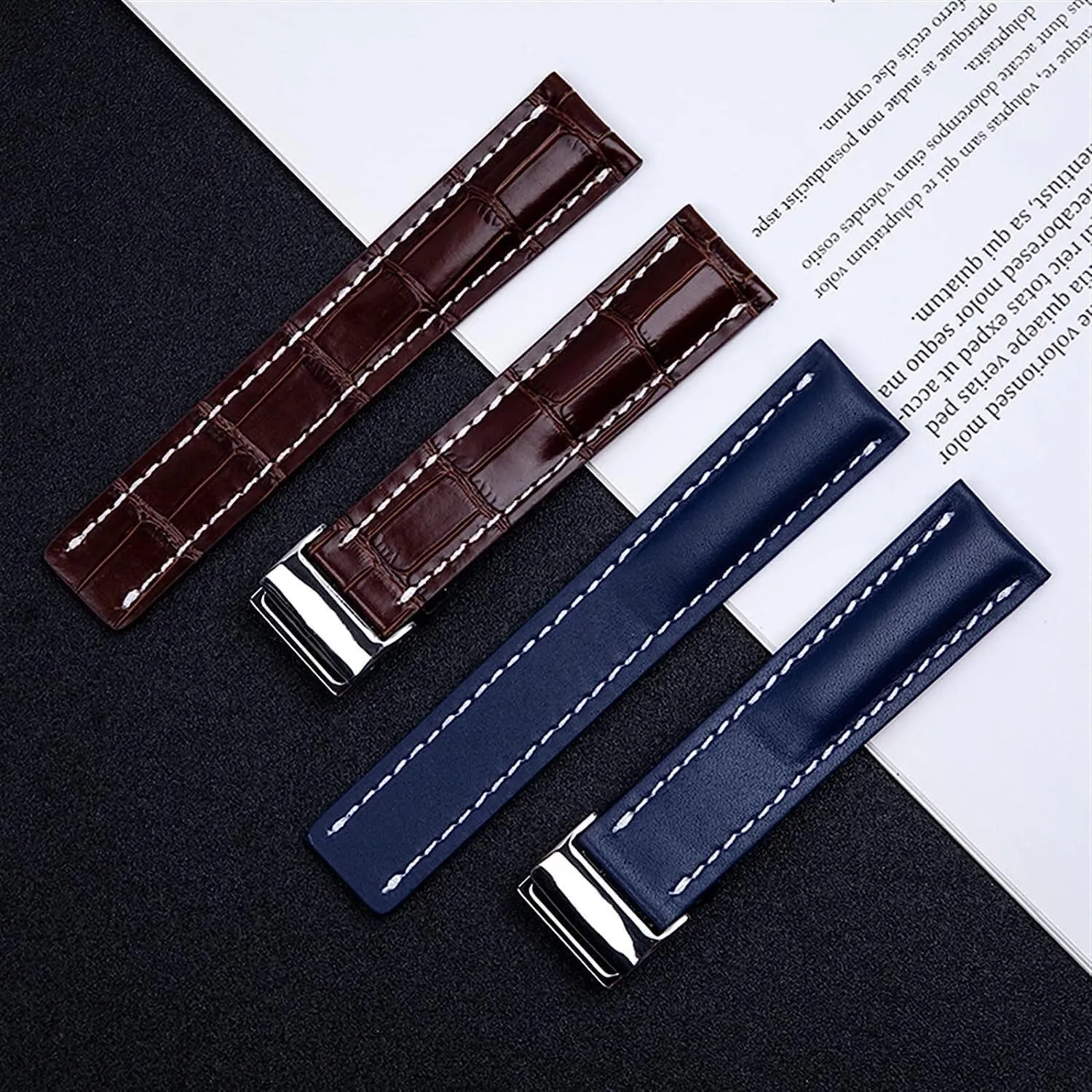 Leather watch band vain monarchy aerodynamic meat editor carbon for Breitling Premier B01 Colt Chronograph Avenger AVIATOR Strap Italy Genuine 