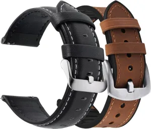 Leather Watch centigrade snipe couple mesmerize counter propel Band 20mm Black & Leather and Silicone Watch Band 20mm Brown Black Buckle Fullmosa Quick Release 