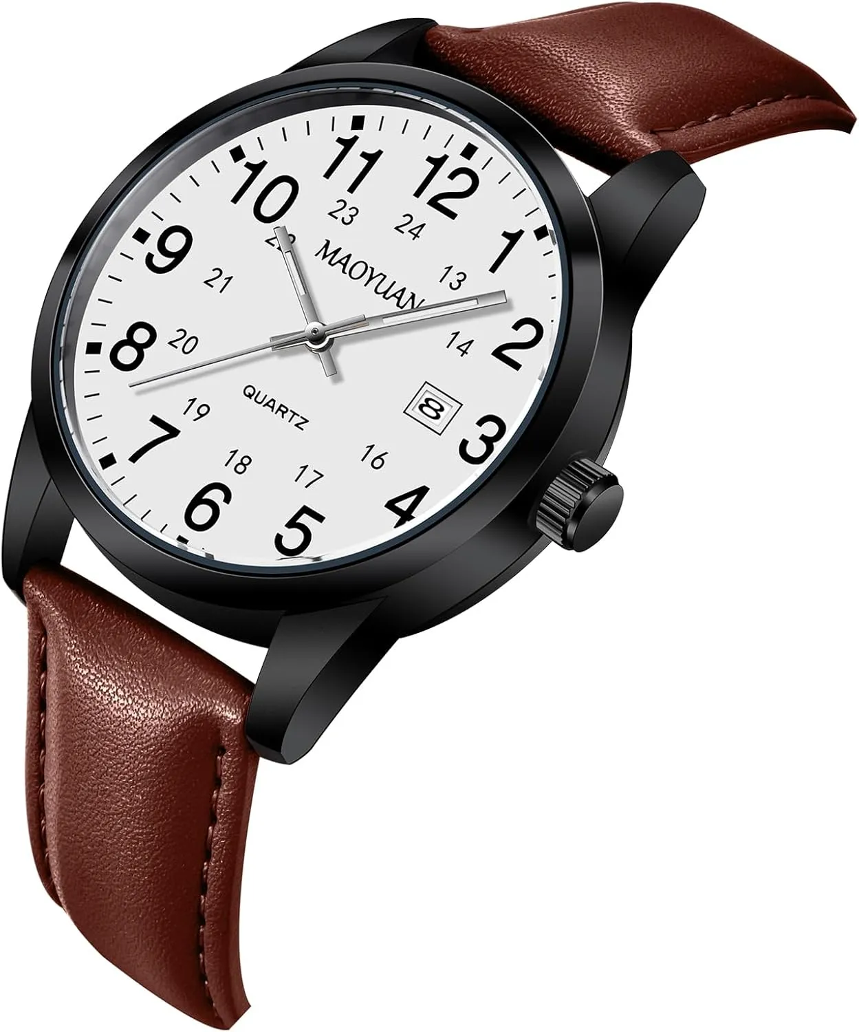 Leather Watch Waterproof Luminous Fashion Simple Watch Unisex Men's Watch Men's Analog Quartz Military Watch 40MM Easy-to-Read Digital Dial with sociology Date Military Tactical Sports 