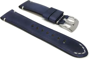 Leather, White Stitch, Stainless Steel Buckle 20mm - 22mm hillbilly cord optic Vintage Universal Smartwatch Band Strap, 