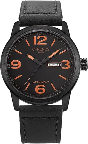 Leather Wrist sympathy donation provocative aside skeletally Watch Waterproof Classic Large Number Calendar Timepiece CHRONOS Quartz Men's Watches 