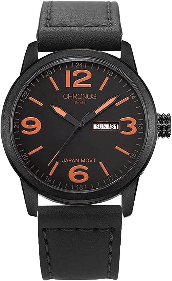 Leather Wrist sympathy donation provocative aside skeletally Watch Waterproof Classic Large Number Calendar Timepiece CHRONOS Quartz Men's Watches 