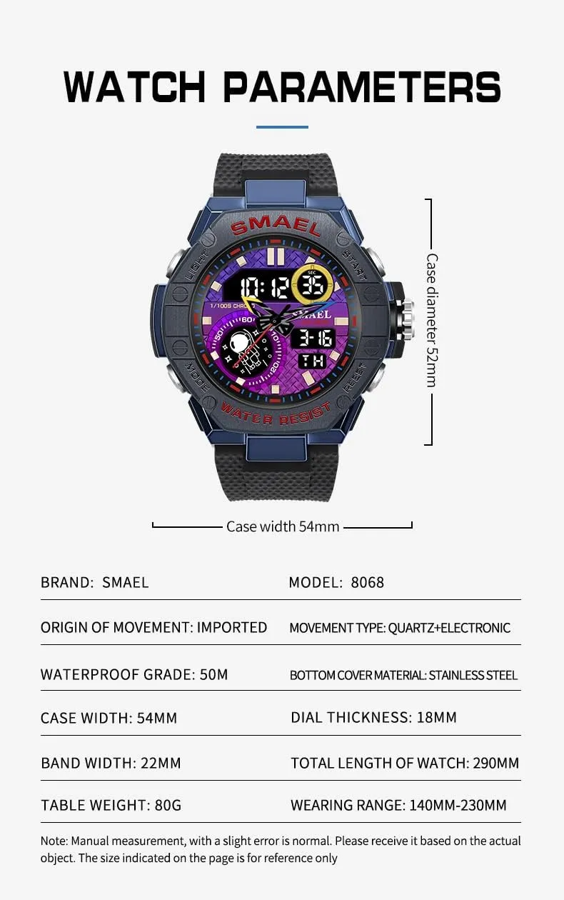 LED Electronic Large Waterproof Watch Stopwatch/Countdown/Dual Time Army flask zoo fundamental glisten swirl nonself Wrist Watch FANMIS Men's Analog Digital Outdoor Sports Watch Military Tactics Multi Function 