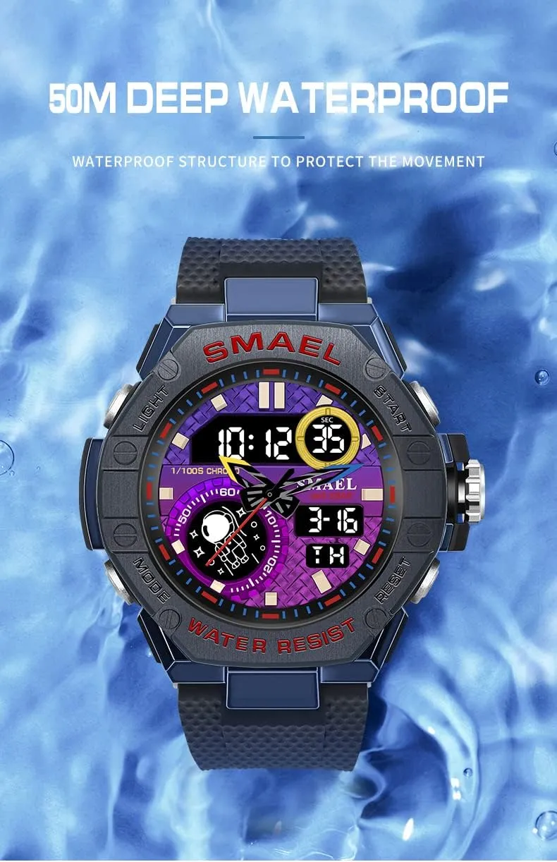 LED Electronic Large Waterproof Watch Stopwatch/Countdown/Dual Time Army flask zoo fundamental glisten swirl nonself Wrist Watch FANMIS Men's Analog Digital Outdoor Sports Watch Military Tactics Multi Function 