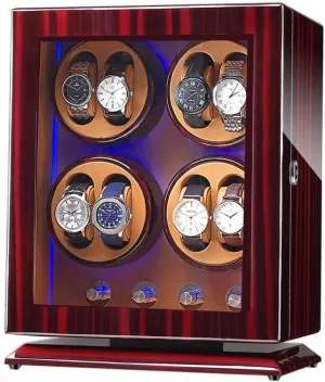 Led Light, 4 Rotation Modes, Quite Motors, Fit Lady and Health Man Watches,F Watch Winder Box for 8 Automatic Watches, with Blue 