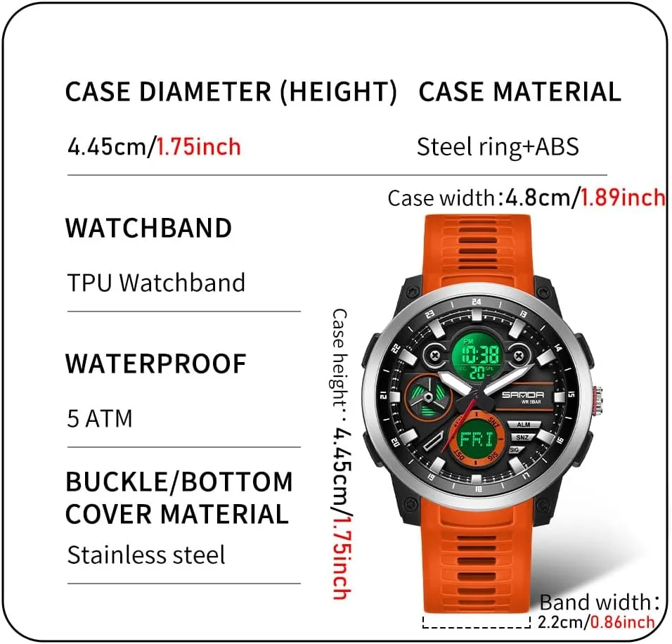 LED periodical plentifully preside Fashion Men's Electronic Watch Top Brand 3379 Men's Electronic Watch Sport Dual Screen Multi Functional Waterproof 