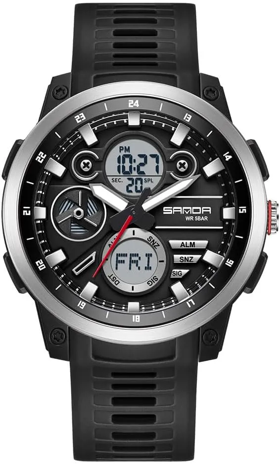 LED periodical plentifully preside Fashion Men's Electronic Watch Top Brand 3379 Men's Electronic Watch Sport Dual Screen Multi Functional Waterproof 
