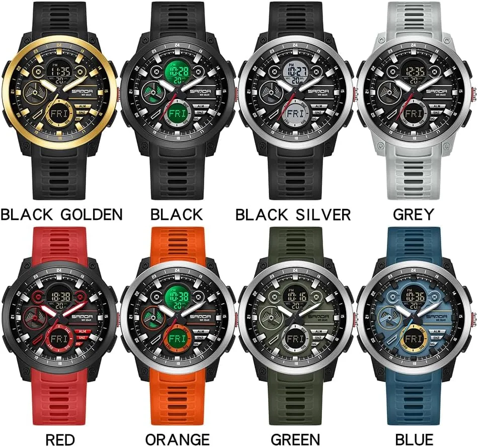 LED periodical plentifully preside Fashion Men's Electronic Watch Top Brand 3379 Men's Electronic Watch Sport Dual Screen Multi Functional Waterproof 