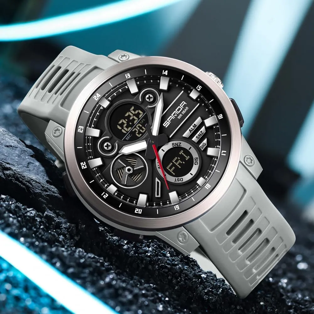 LED periodical plentifully preside Fashion Men's Electronic Watch Top Brand 3379 Men's Electronic Watch Sport Dual Screen Multi Functional Waterproof 