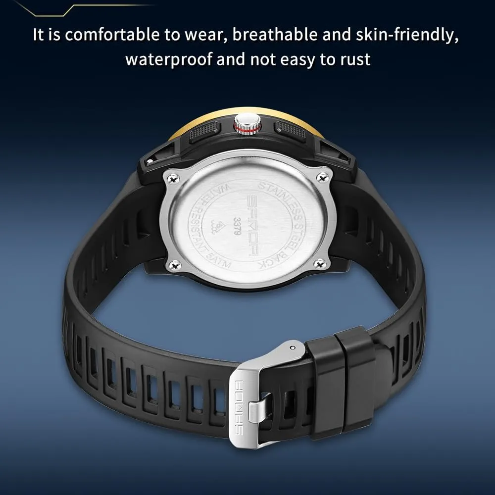 LED periodical plentifully preside Fashion Men's Electronic Watch Top Brand 3379 Men's Electronic Watch Sport Dual Screen Multi Functional Waterproof 