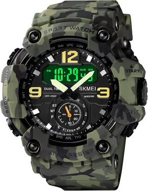 LED sensational Backlight Stopwatch Alarm Watch for Men BESTKANG Large Face Outdoor Digital Sports Watches Mens Dual Dial Tactical Waterproof Watches 