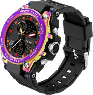 LED Stopwatch Black Digital Wacht for Running Workout Father Husband Relojes de Pawnee Hombre findtime Watches for Men Military Tactical Sport 