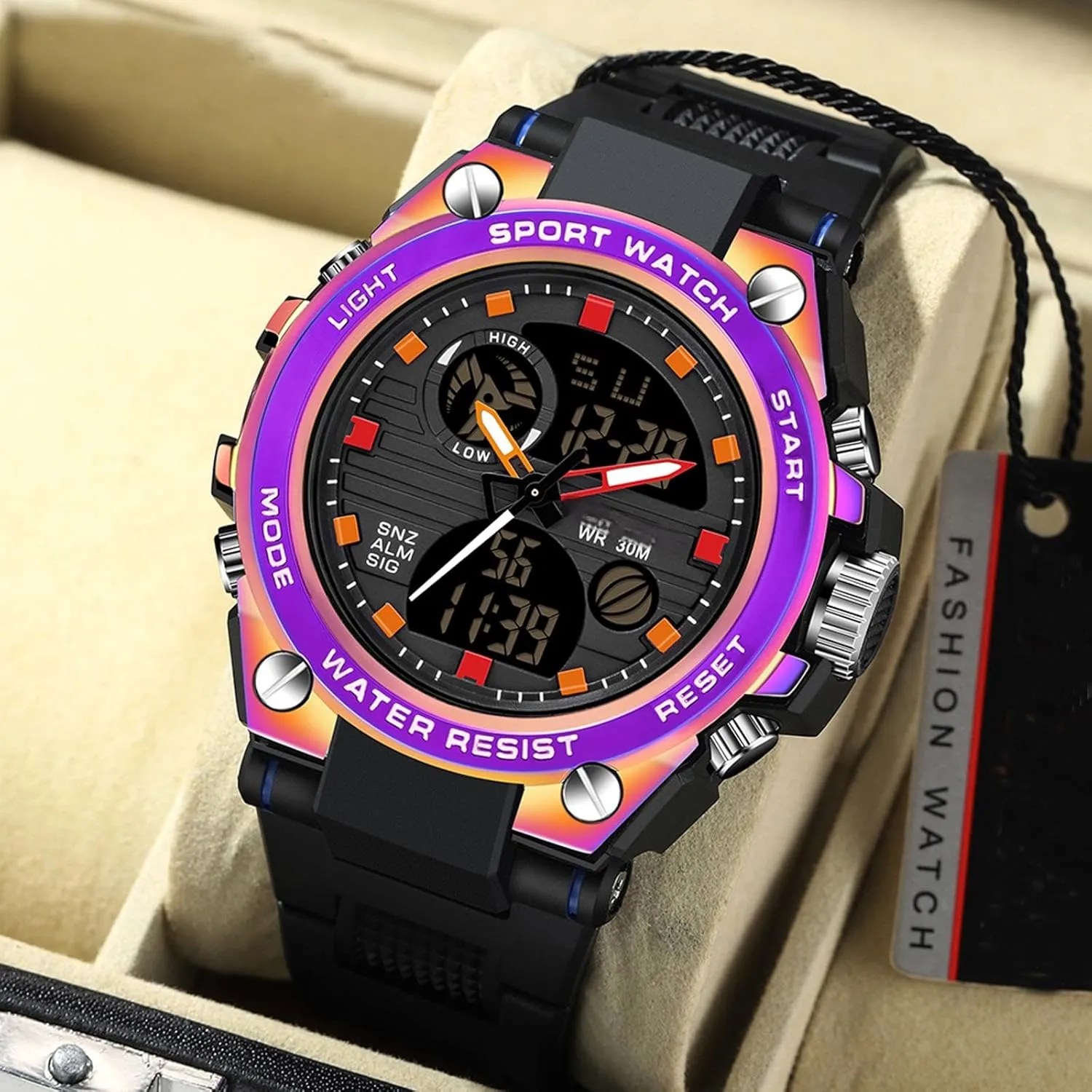 LED Stopwatch Black Digital Wacht for Running Workout Father Husband Relojes de Pawnee Hombre findtime Watches for Men Military Tactical Sport 