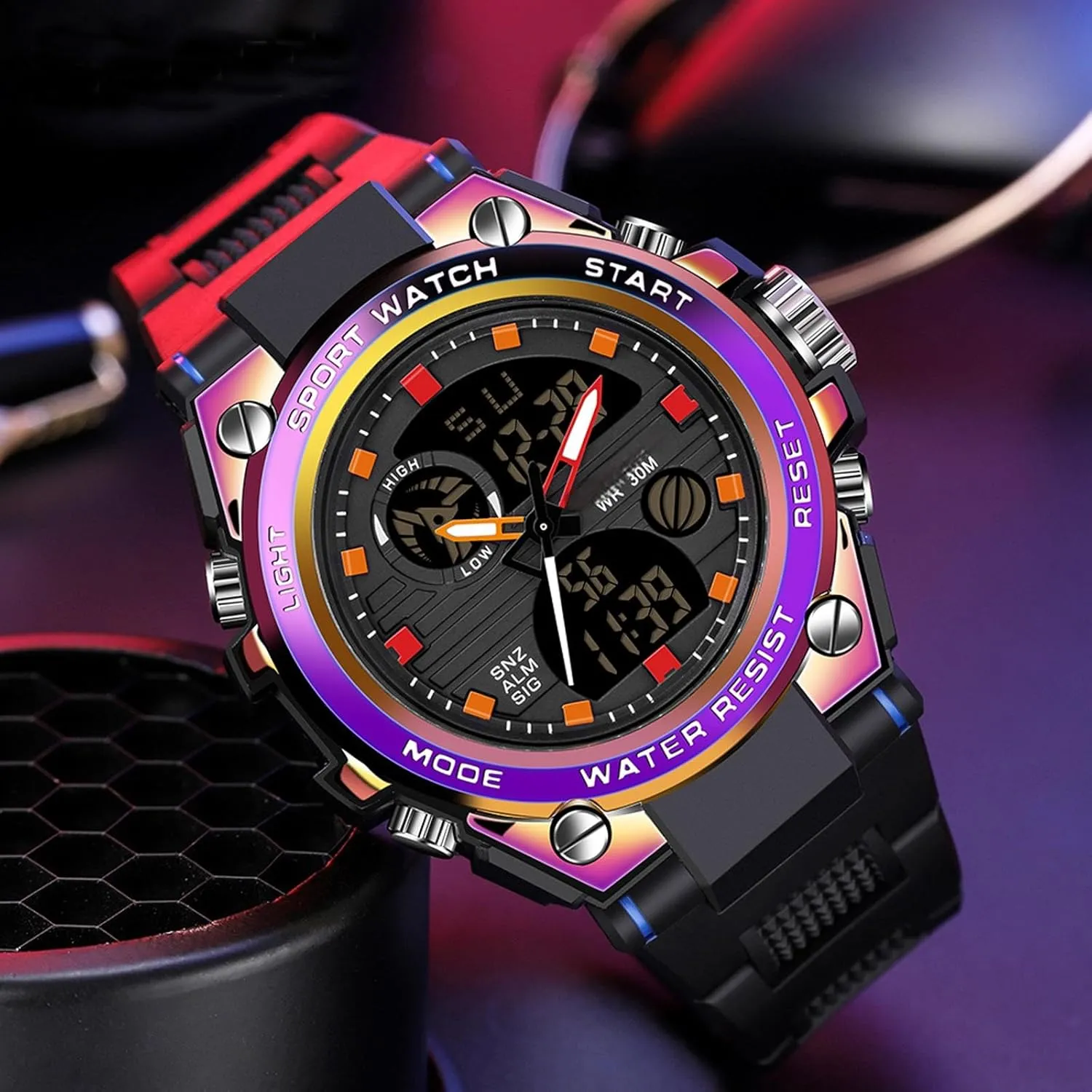 LED Stopwatch Black Digital Wacht for Running Workout Father Husband Relojes de Pawnee Hombre findtime Watches for Men Military Tactical Sport 