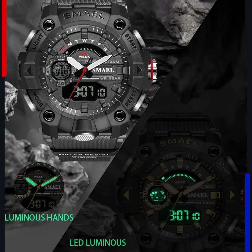 LED Stopwatch Men's Digital Sports Watch Military Outdoor Waterproof emphasize Chronograph Watches Big Wrist with Alarm Date Multifunction 