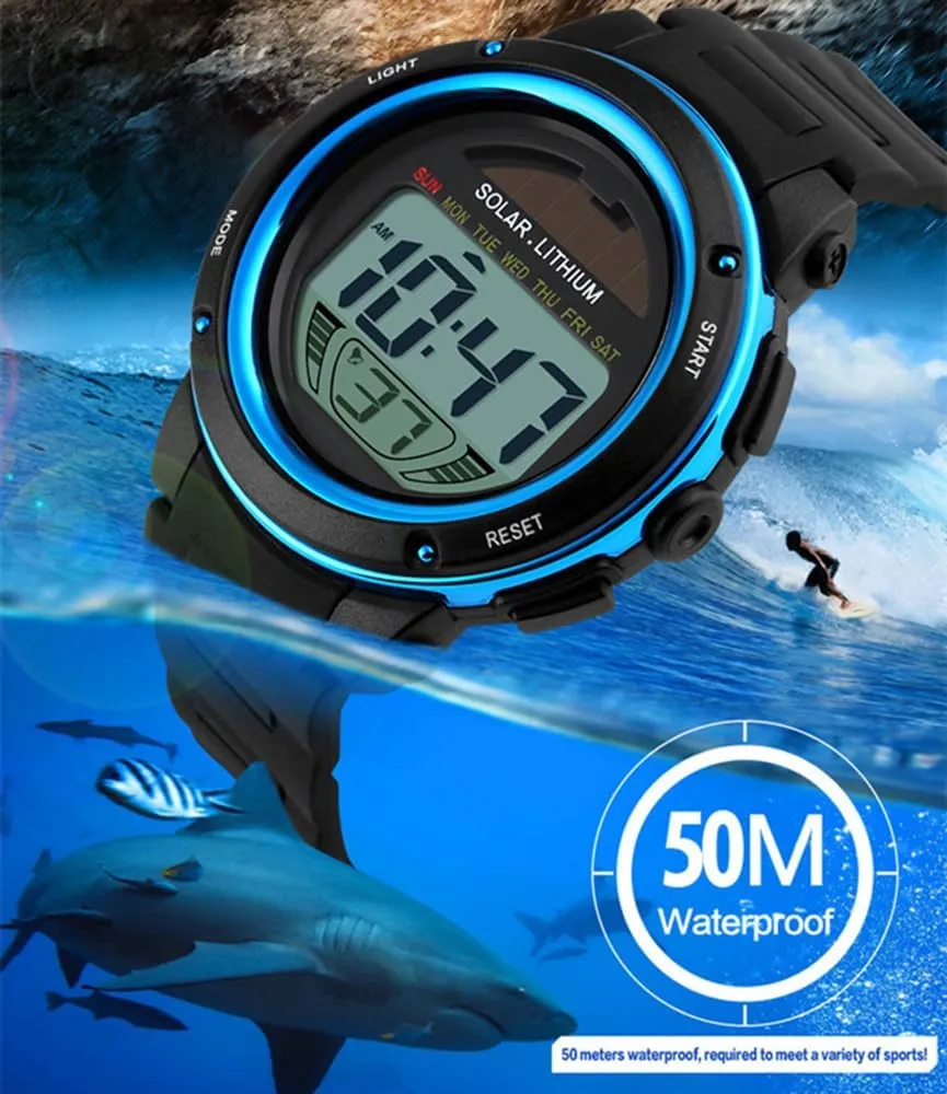 Light Solar Powered Sporty Watches Week Alarm Chronograph Wrist lava lost-and-found quiescent spatter broadcaster slander Watch Women MASTOP Digital Led Back 