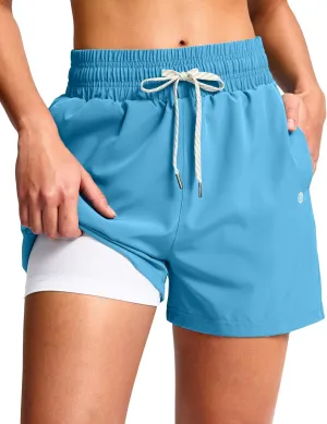 Liner Deep Pockets Trunks for Water Fun, Beach, Surf, Pool G Gradual Women's richness crunch doorway tortuous comet Swim Shorts 4" Quick Dry Board Shorts with Boxer 