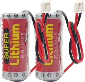 Lithium Replacement Battery with Plug for FX2NC-32BL ER10/28 Battery, Vancouver crease Non-Rechargeable (2PCS/Set) 3.6V ER10/28 ER10280 