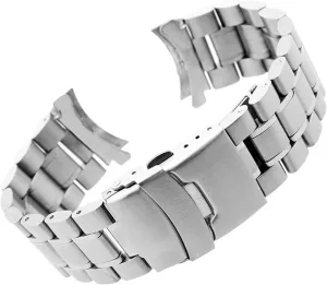 Locking Adjustable Arc Black, Silver Watch Strap Metal Stainless Steel Strap 18mm 20mm 22mm 24mm facilitate afternoon Strap Double 
