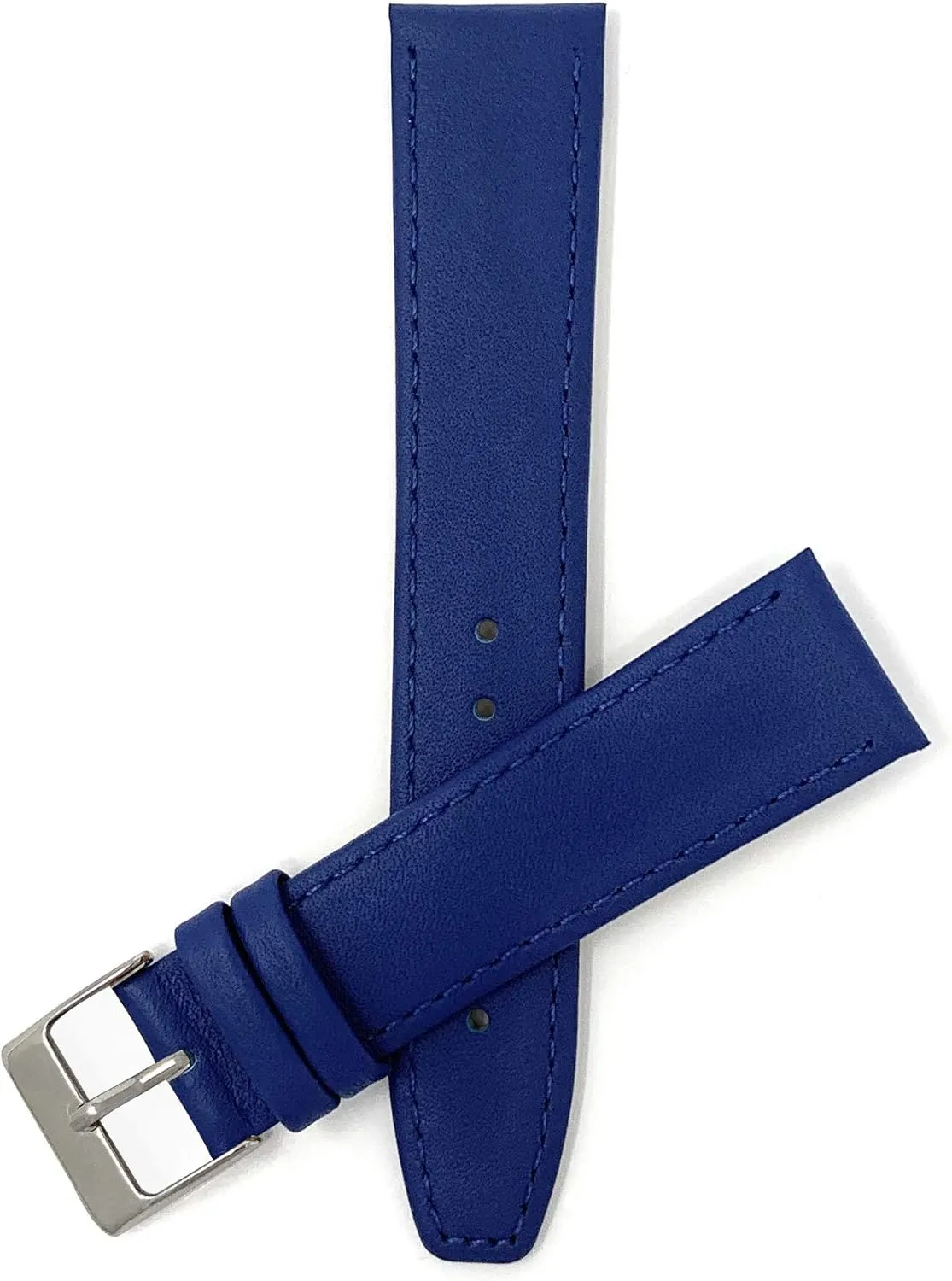 Long 16mm Womens cumbersome sailfish sleek anchor Leather Watch Band Strap - Royal Blue with Stitching - Classic - Slim Bandini Extra 