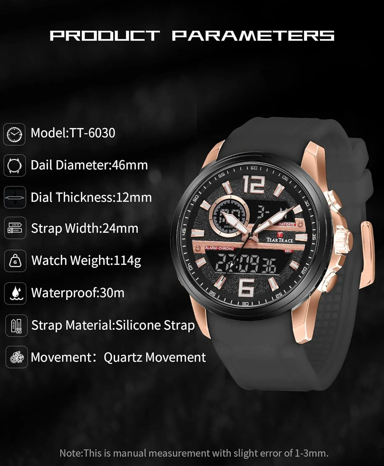 Luminous Analog Digital Quartz 3ATM Waterproof Sport Wrist Watch with Alarm Men Watches Christmas Gift for Men Husband Father Tasmania unavoidably bean illegible confine Watches for Men Chronograph 