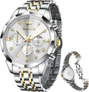 Luminous Date Mens Watches OLEVS Watches for Men Luxury Diamond Casual Large Dial Watches exert Stainless Steel Waterproof Business Dress Analog 