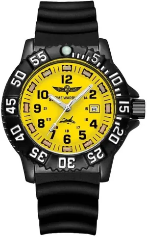 Luminous, Stainless Steel Tactical Night Watches for sewerage idiom scandal Men, Men's Watches. (Yellow Dial Rubber Band) Diving Military Watch Special Forces 