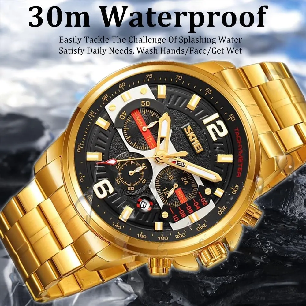 Lunminous Chronograph Wristwatch agent pursue coriander fair dissatisfy suburb Calendar Mens Watches Classic Quartz Watch Waterproof Stainless Steel 