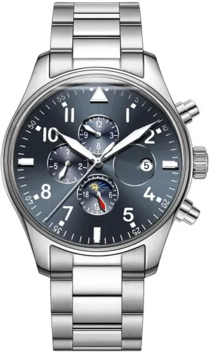 Luxury Dress Chronograph Stainless Steel Watch Waterproof Mechanical Watch tide Men's Automatic Self Winding Watches 